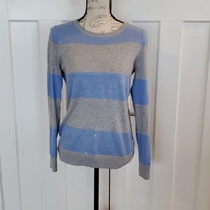 Old Navy cute grey and blue sequin striped sweater